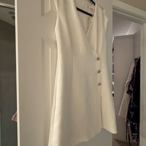 Mango White Asymmetrical Sheath Dress
